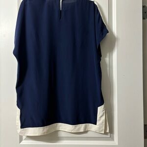 Tory Burch silk tunic oversized small top coastal grandma grandmillennial office